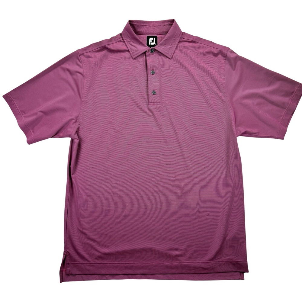 FootJoy Polo Shirt Mens Large Pink Stripe‎ Golf Performance Stretch Jersey Top